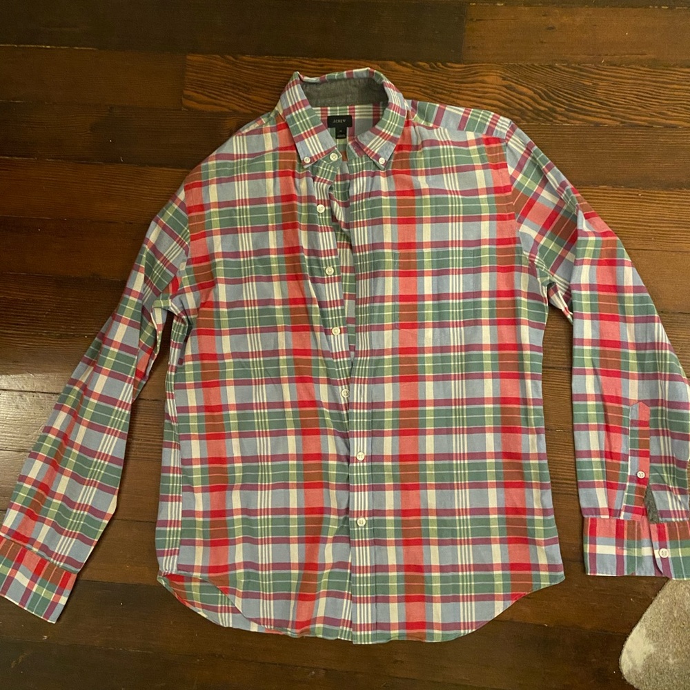 Mens J Crew medium lightweight plaid button down; great condition